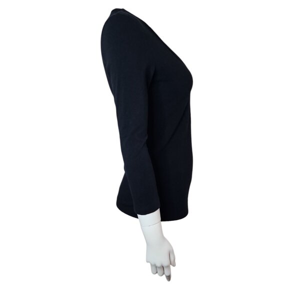 Boston Proper Top Womens Size XS Solid Black V Neck Minimalist Neutral Shirt - Picture 4 of 6